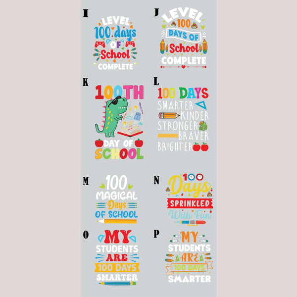 100 Days of School DTF Prints