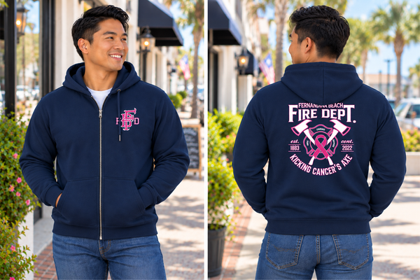 Fernandina Beach FD Kick Cancer's Axe Zip Up Hoodie