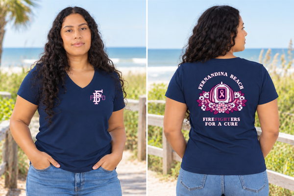 Fernandina Beach Fire Department Breast Cancer 2025 Ladies V Neck