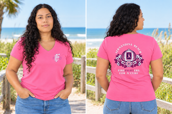 Fernandina Beach Fire Department Breast Cancer 2025 Ladies V Neck