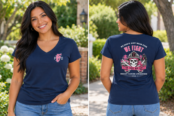Fernandina Beach Fire Department Breast Cancer 2026 Ladies V Neck