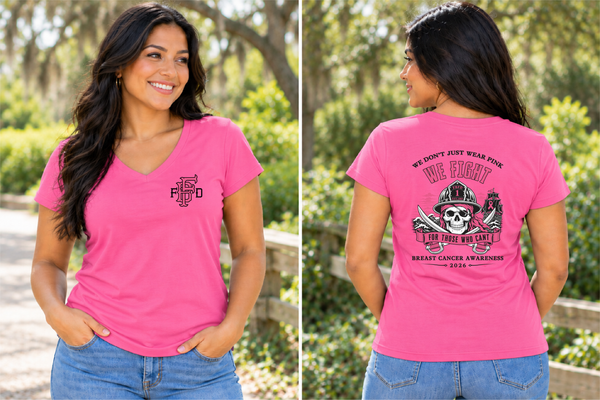 Fernandina Beach Fire Department Breast Cancer 2026 Ladies V Neck