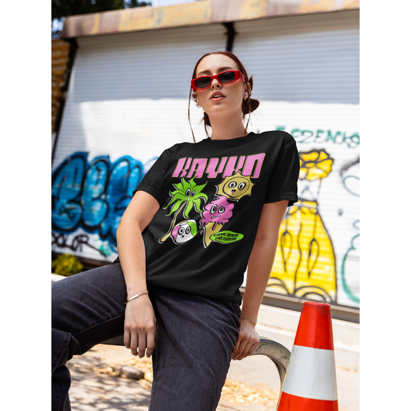 comfort-colors-t-shirt-mockup-featuring-a-woman-sitting-next-to-a-traffic-cone-m55815