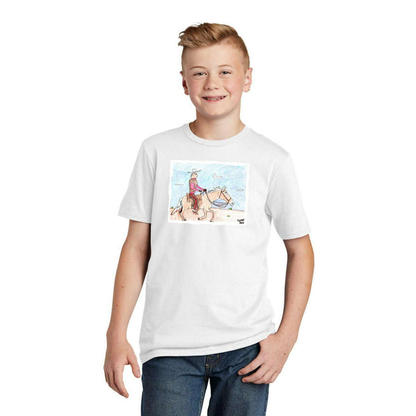 Cowboy on a Horse Side View Youth T-Shirt