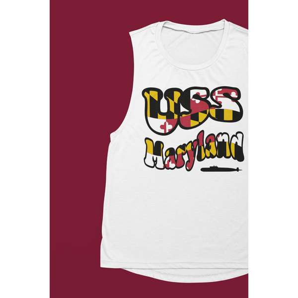 USS Maryland Flag Women’s Jersey Muscle Tank