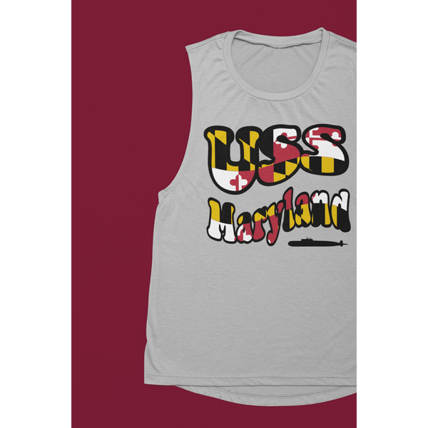 USS Maryland Flag Women’s Jersey Muscle Tank