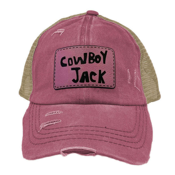 Pink Patch Criss Cross Cowboy Jack Cap