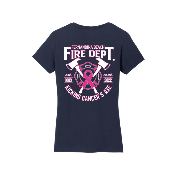 Fernandina Beach FD Kick Cancer's Axe V Neck T Shirt