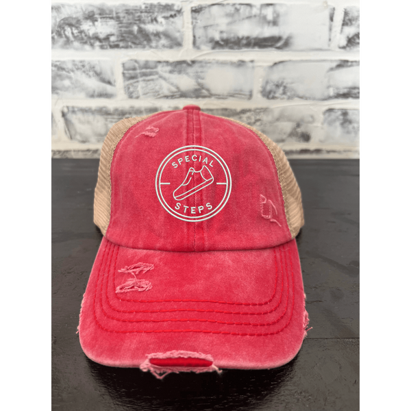 CRISS CROSS PONY TAIL HAT WITH SPECIAL STEPS LOGO